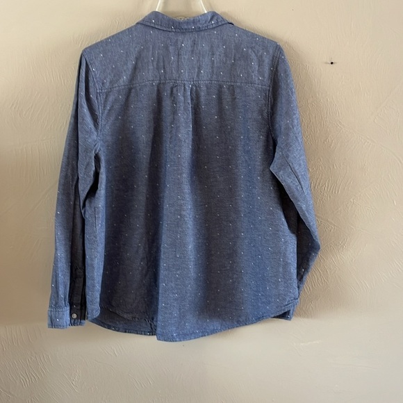 Old Navy Classic Denim Color White Dots Long Sleeve Button-down Size XL Pocket - Picture 5 of 12